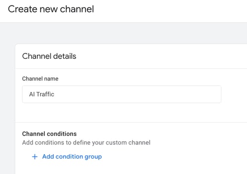 Adding a new channel for AI in GA4