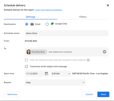 Automate report delivery in Looker Studio Pro