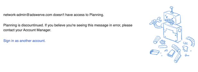 CM360 Planning tool error message