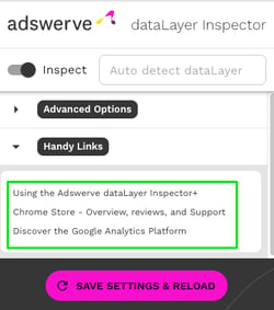 Get links to relevant documentation and resources in dataLayer Inspector