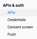 Select APIs from left menu