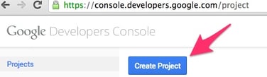Create a new project in Google Developers Console