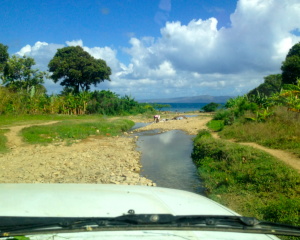 a road in haiti is also a river, and the washing machine