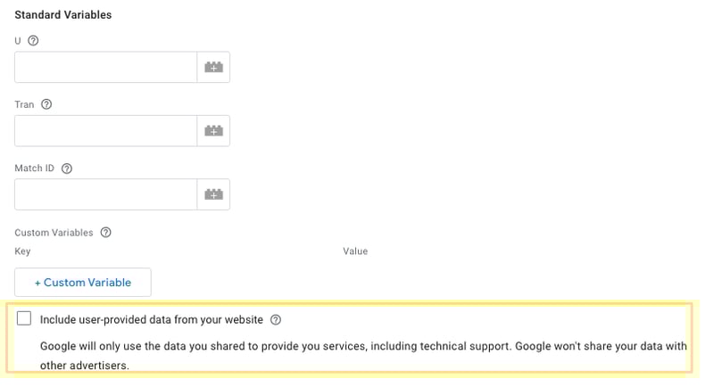 Include User Provide Data Google Ads Google Tag