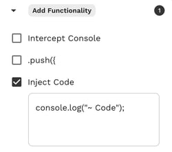 Inject code and insert a script tag into the head