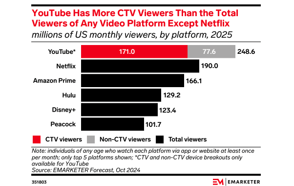 emarketer-viewers by video platform 2025