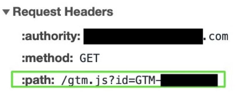 Chrome Browser Dev Tools: Network Request Headers of gtm.js request